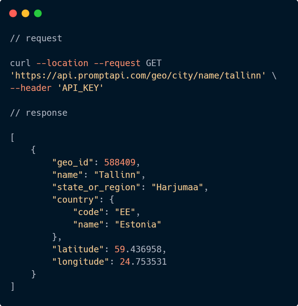 Geography API Code Sample
