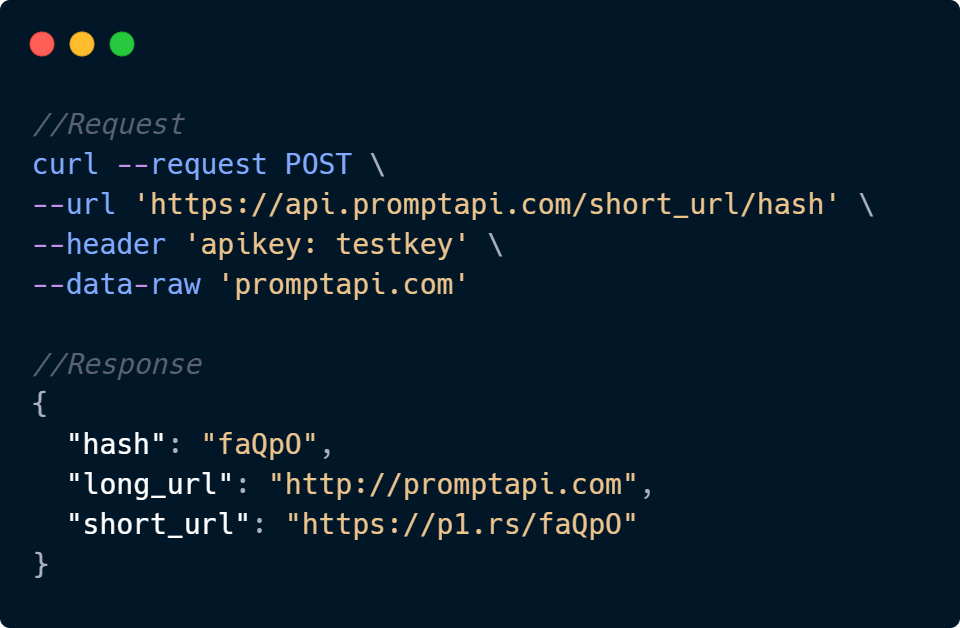 URL Shortener API Code Sample